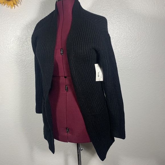 ANA - A New Approach - NWT Black Knit Pocket Sweater Open Cardigan Size XS Women - Picture 2 of 9